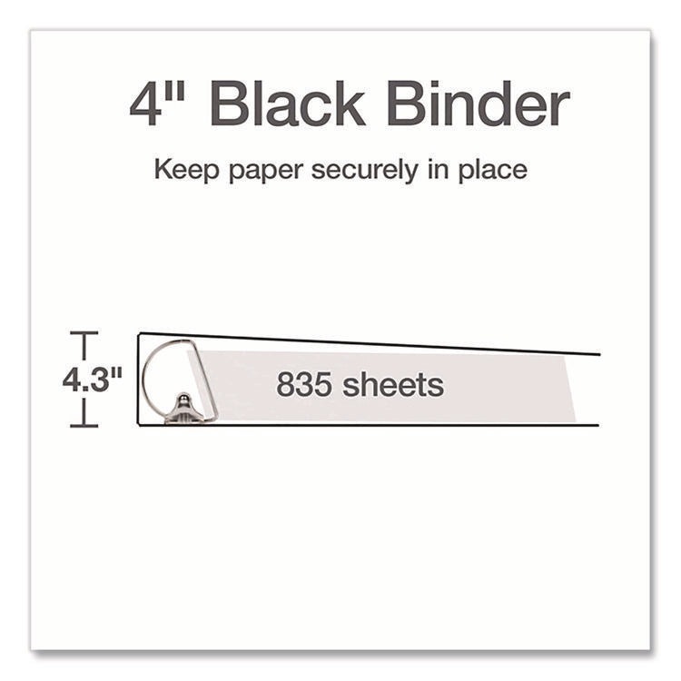 XtraLife ClearVue Non-Stick Slant-D Ring Binder, 3 Rings, 4" Capacity, 11 x 8.5, Black