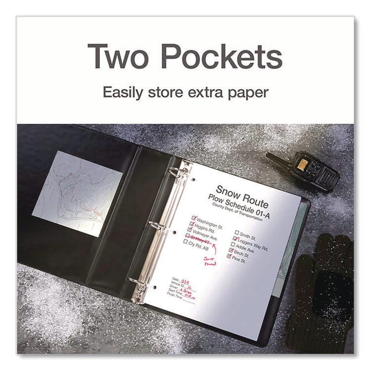 XtraLife ClearVue Non-Stick Slant-D Ring Binder, 3 Rings, 4" Capacity, 11 x 8.5, Black