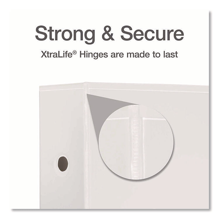 XtraLife ClearVue Non-Stick Slant-D Ring Binder, 3 Rings, 5" Capacity, 11 x 8.5, White