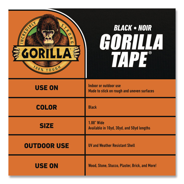 Gorilla Tape, 3" Core, 1.88" x 10 yds, Black