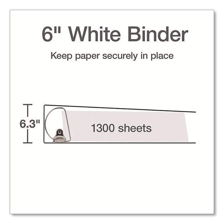 XtraLife ClearVue Non-Stick Slant-D Ring Binder, 3 Rings, 6" Capacity, 11 x 8.5, White