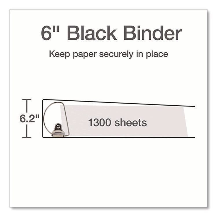 XtraLife ClearVue Non-Stick Slant-D Ring Binder, 3 Rings, 6" Capacity, 11 x 8.5, Black