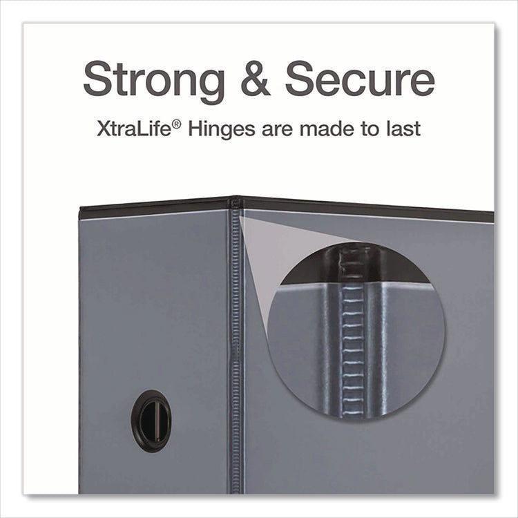 XtraLife ClearVue Non-Stick Slant-D Ring Binder, 3 Rings, 6" Capacity, 11 x 8.5, Black