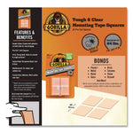Tough and Clear Double-Sided Mounting Tape Squares, Holds Up to 0.58 lb per Pair (Up to 7 lb per 24), 1" x 1", Clear, 24/Pack