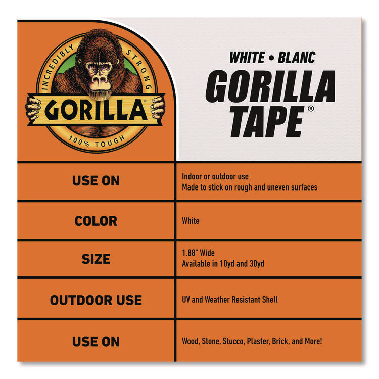 Gorilla Tape, 3" Core, 1.88" x 30 yds, White