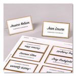 Matte White Metallic Gold Border Tent Cards, 3.5 x 2, 4 Cards/Sheet, 20 Sheets/Pack
