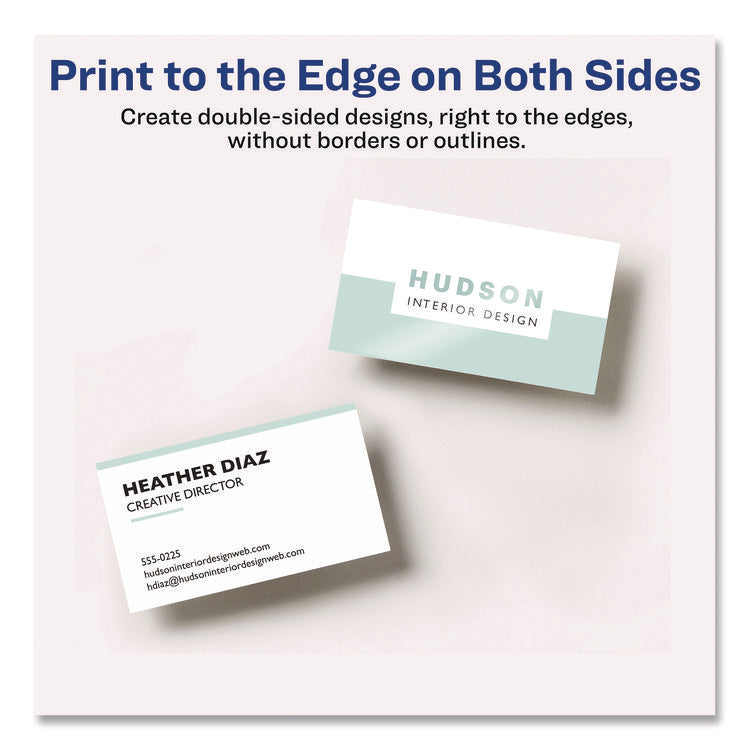 Print to the Edge Business Cards with Sure Feed Technology, 2 x 3.5, White, 160 Cards, 8/Sheet, 20 Sheets/Pack