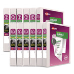 Durable View Binder with DuraHinge and EZD Rings, 3 Rings, 1" Capacity, 11 x 8.5, White, 12/Carton (9301)