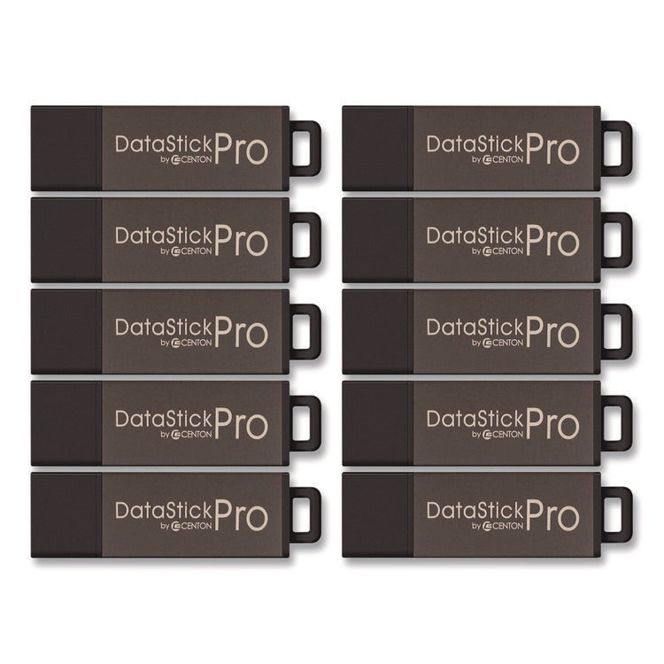 DataStick Pro USB 2.0 Type A Flash Drive, 8 GB, Gray, 10/Pack