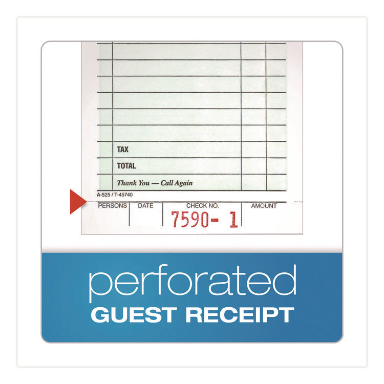 One-Part Guest Check Pad with Perforated Stub, One-Part (No Copies), 3.4 x 6.25, 50 Forms/Pad, 10 Pads/Pack