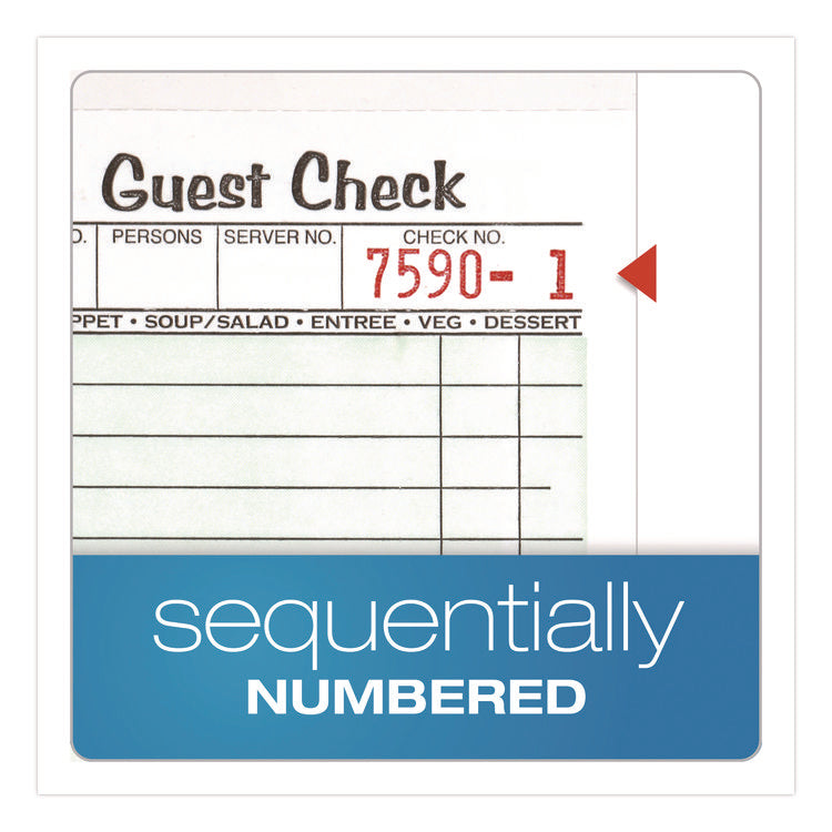 One-Part Guest Check Pad with Perforated Stub, One-Part (No Copies), 3.4 x 6.25, 50 Forms/Pad, 10 Pads/Pack