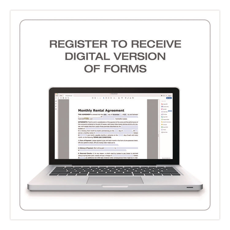 Month-to-Month Residential Rental Agreement Digital Download with Instructions, 8.5 x 11, Unlimited Number of Forms
