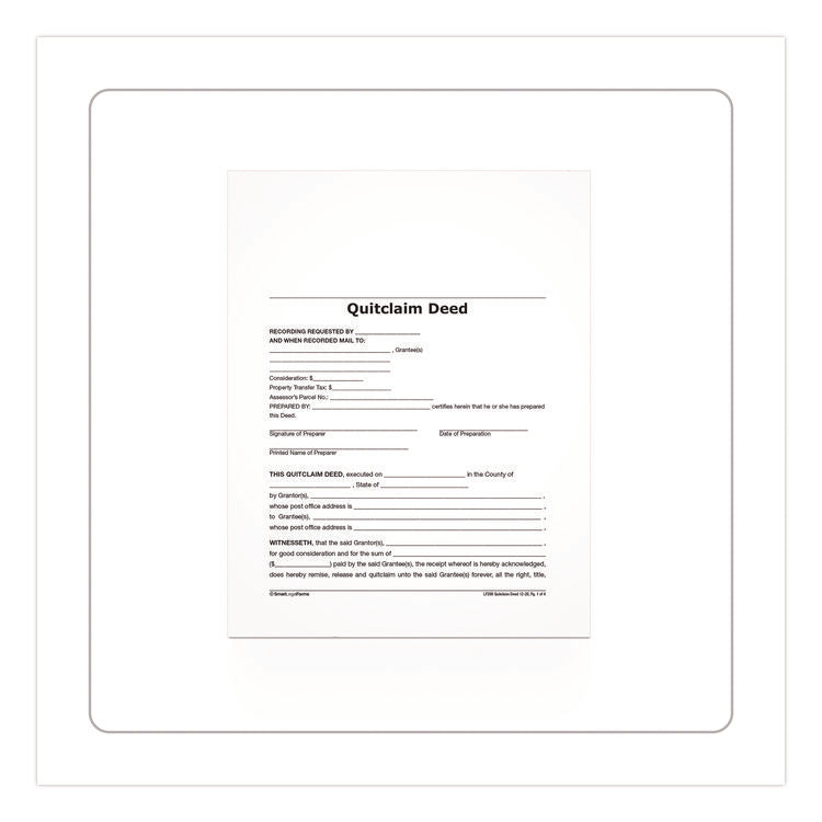 Quitclaim Deed Forms with Instructions and Free Downloads, One-Part (No Copies), 8.5 x 11, 4 Forms Total