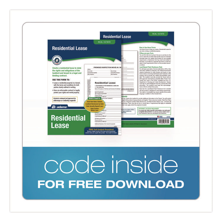 Residential Lease Form Sets with Instructions and Free Download, One-Part (No Copies), 8.5 x 11, 4 Forms/Set, 4 Sets/Pack