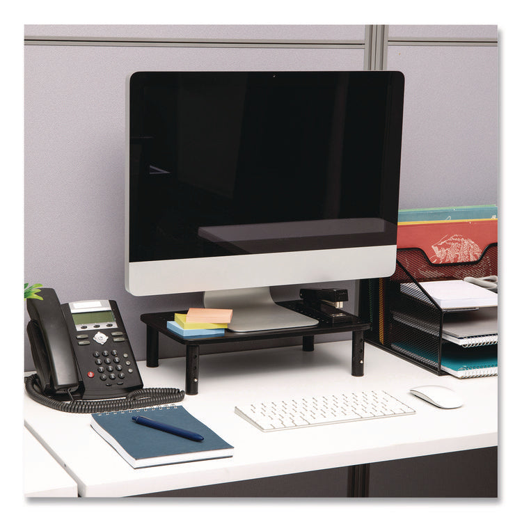 Adjustable Rectangular Monitor Stand, 14.5" x 9.25" x 4" to 5.5", Black, Supports 44 lb, 2/Pack