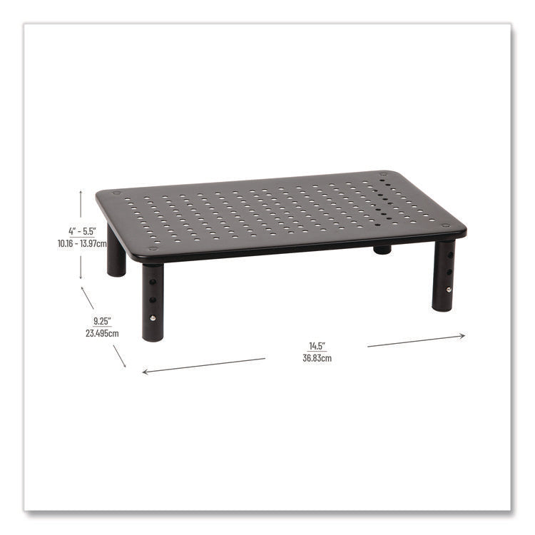 Adjustable Rectangular Monitor Stand, 14.5" x 9.25" x 4" to 5.5", Black, Supports 44 lb, 2/Pack