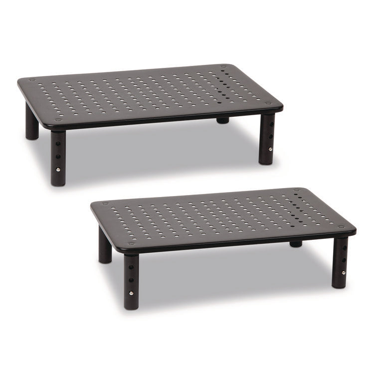Adjustable Rectangular Monitor Stand, 14.5" x 9.25" x 4" to 5.5", Black, Supports 44 lb, 2/Pack