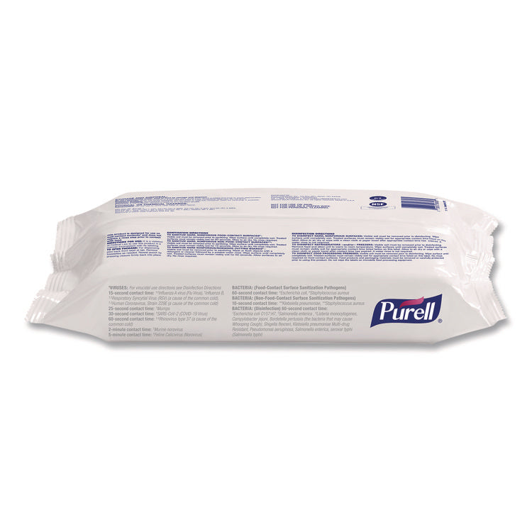 Foodservice Surface Sanitizing Wipes, 1-Ply, 7.4 x 9, Fragrance Free, White, 72 Wipes/Resealable Pack
