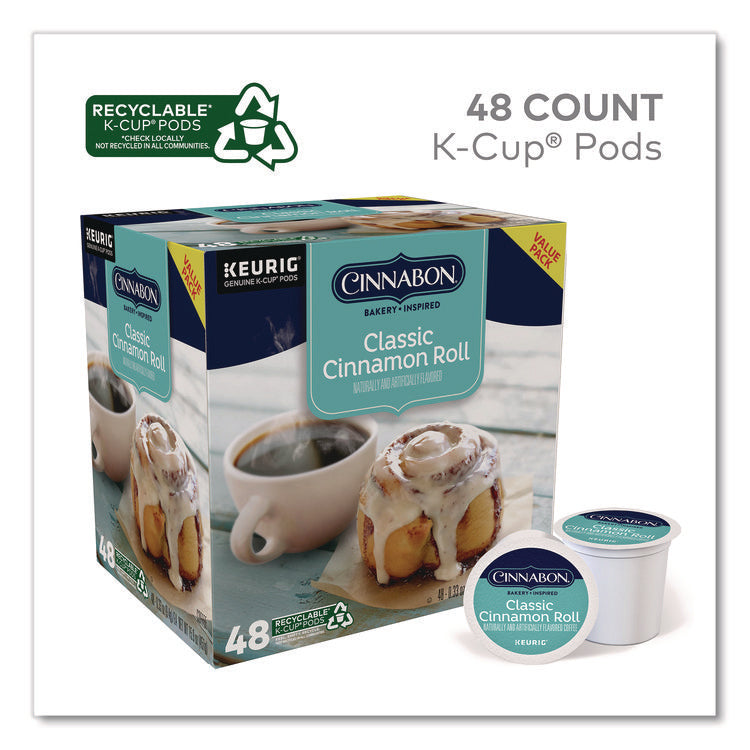 Classic Cinnamon Roll Coffee K-Cups, 0.33 oz, 48/Box