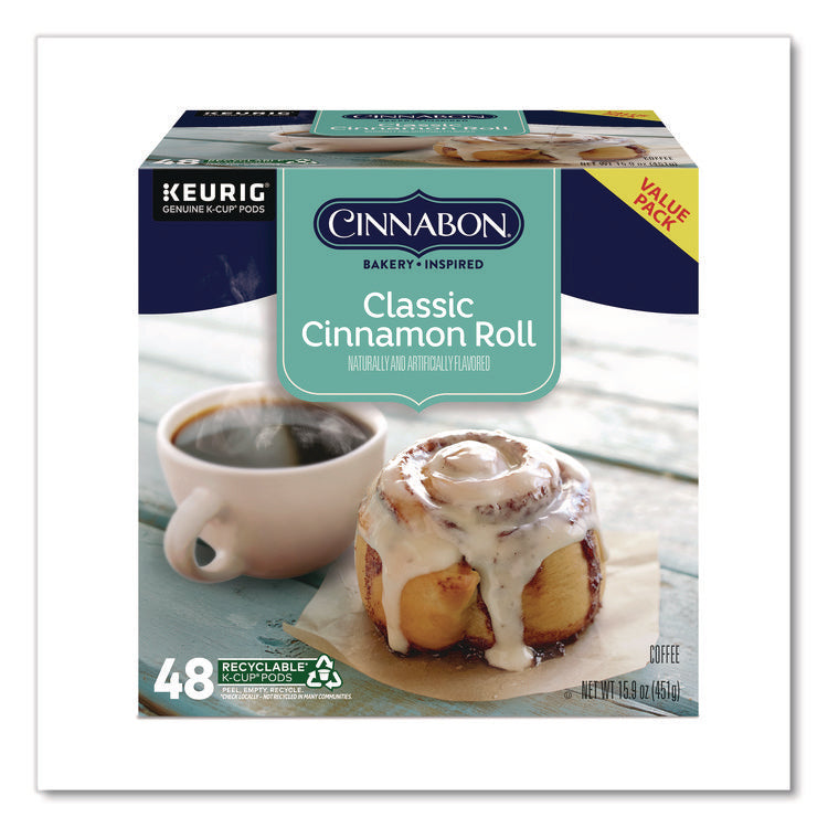Classic Cinnamon Roll Coffee K-Cups, 0.33 oz, 48/Box
