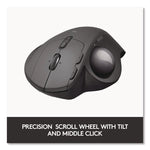 MX Ergo Plus Advanced Wireless Trackball Mouse, 2.4 GHz Frequency/33 ft Wireless Range, Right Hand Use, Black