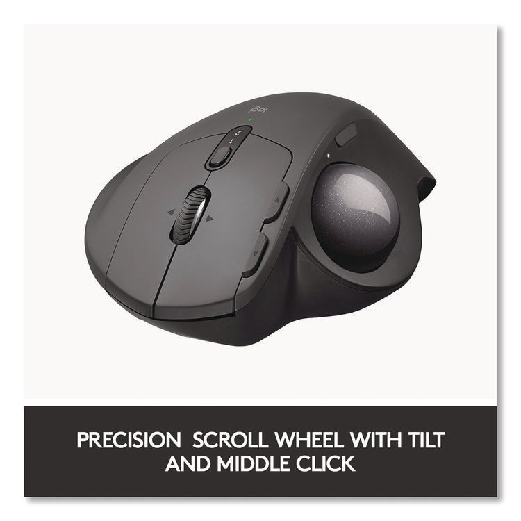 MX Ergo Plus Advanced Wireless Trackball Mouse, 2.4 GHz Frequency/33 ft Wireless Range, Right Hand Use, Black
