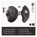 MX Ergo Plus Advanced Wireless Trackball Mouse, 2.4 GHz Frequency/33 ft Wireless Range, Right Hand Use, Black