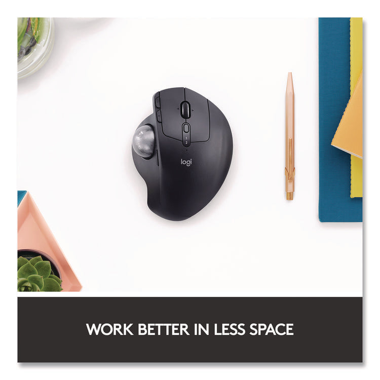 MX Ergo Plus Advanced Wireless Trackball Mouse, 2.4 GHz Frequency/33 ft Wireless Range, Right Hand Use, Black