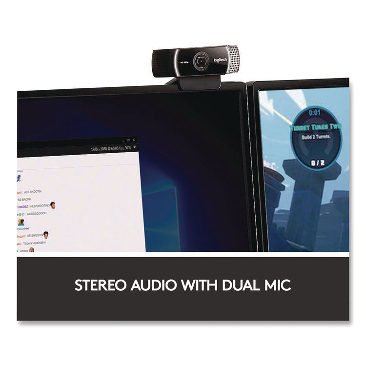 C922 Pro Stream Webcam, 1920 pixels x 1080 pixels, 3 Mpixels, Black