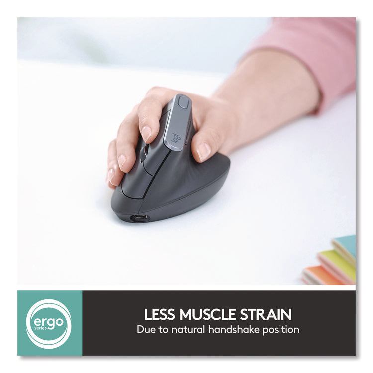 MX Vertical Advanced Ergonomic Mouse, 2.4 GHz Frequency/33 ft Wireless Range, Left/Right Hand Use, Graphite