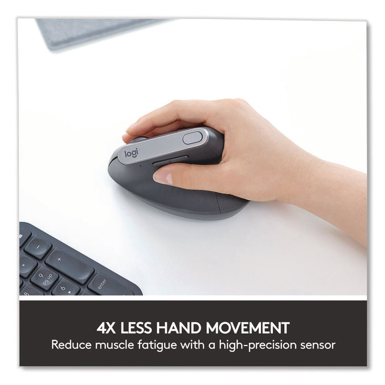 MX Vertical Advanced Ergonomic Mouse, 2.4 GHz Frequency/33 ft Wireless Range, Left/Right Hand Use, Graphite