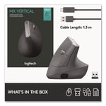 MX Vertical Advanced Ergonomic Mouse, 2.4 GHz Frequency/33 ft Wireless Range, Left/Right Hand Use, Graphite