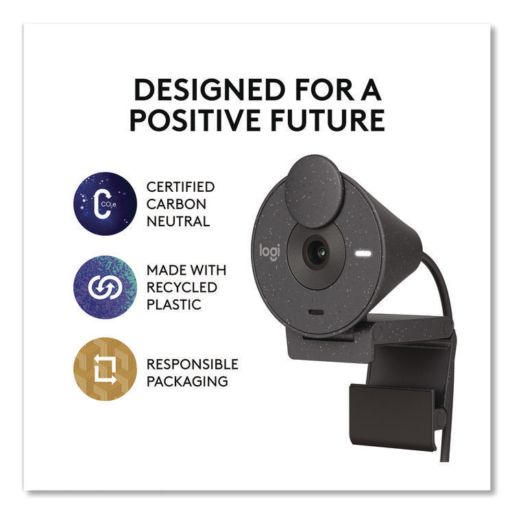 Brio 300 HD Webcam, 1920 pixels x 1080 pixels, 2 Mpixels, Graphite