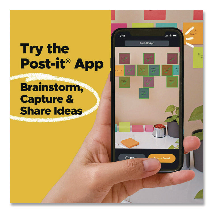 Super Sticky Note Pads in Playful Primary Colors, 3 x 3, Sunnyside, 90 Sheets/Pad, 5 Pads/Pack