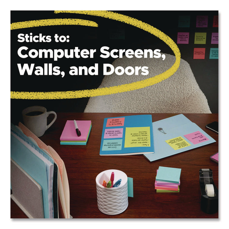 Super Sticky Pads in Canary Yellow, 3 x 3, 90 Sheets/Pad, 10 Pads/Pack