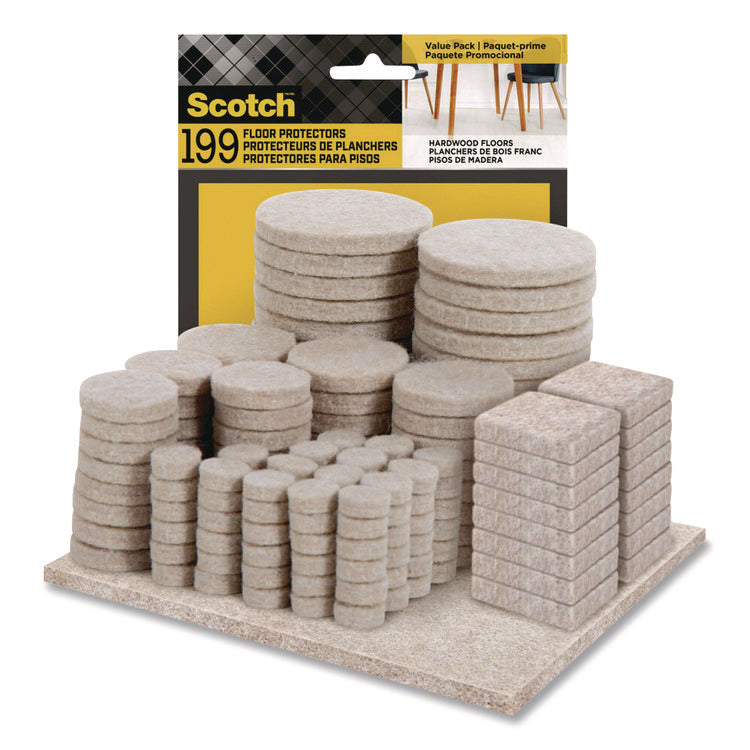 Felt Pad Protectors, Assorted Sizes and Shapes, Beige, 199/Pack