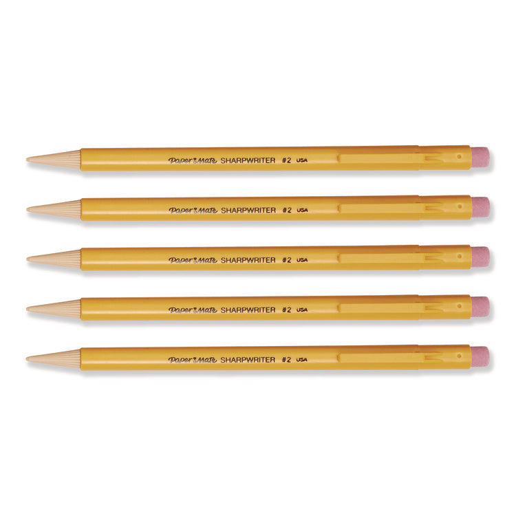 Sharpwriter Mechanical Pencil, 0.7 mm, HB (#2), Black Lead, Classic Yellow Barrel, 5/Pack