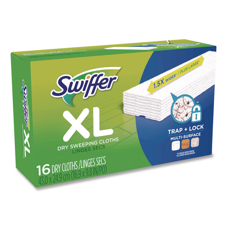Sweeper XL Dry Refill Cloths, 16.9 x 9.8, White, 16/Box