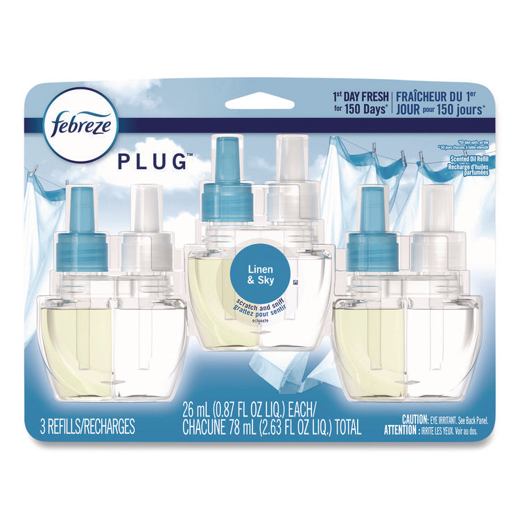 PLUG Air Freshener Refills, Linen and Sky, 0.87 oz, 3/Pack
