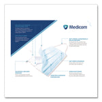 Three-Ply Disposable Face Mask, Paper, One Size Fits Most, 50/Box