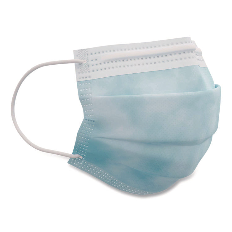 Three-Ply Disposable Face Mask, Paper, One Size Fits Most, 50/Box