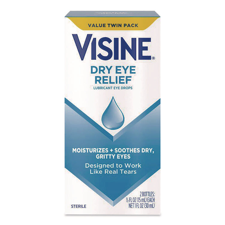 Dry Eye Relief Lubricant Eye Drops, 15 mL Bottle, 2/Box
