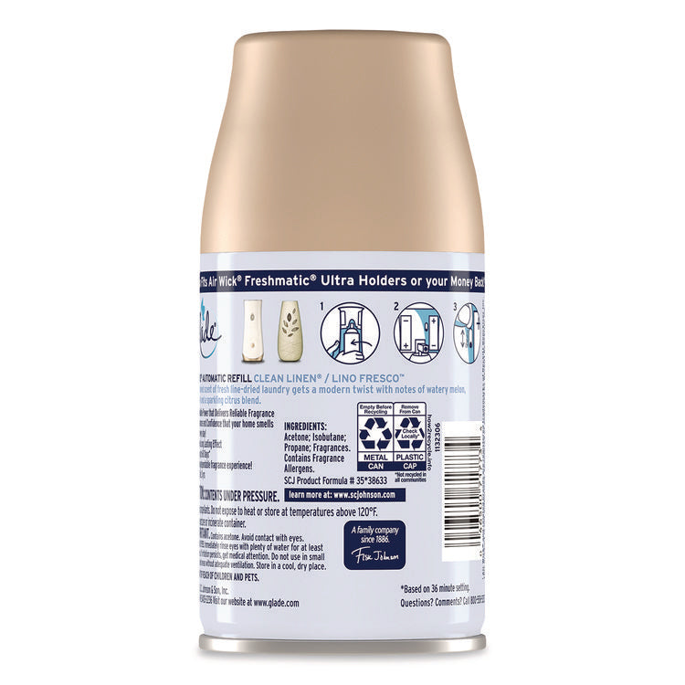 Automatic Air Freshener, Clean Linen, 6.2 oz Can, 4/Pack