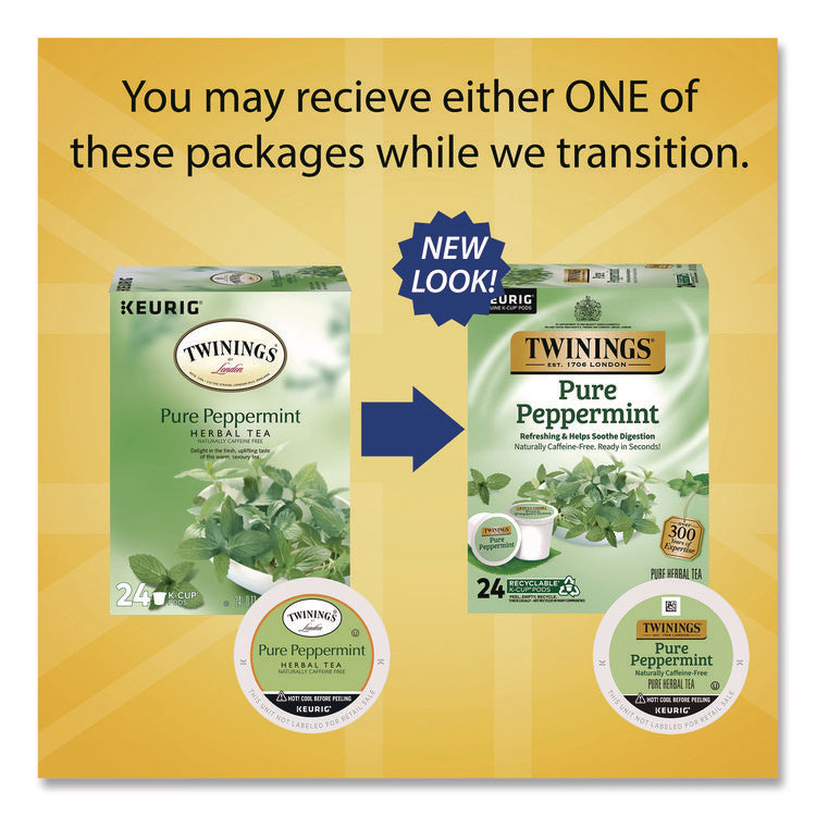 Tea K-Cups, Pure Peppermint, 0.11 oz, 24/Box