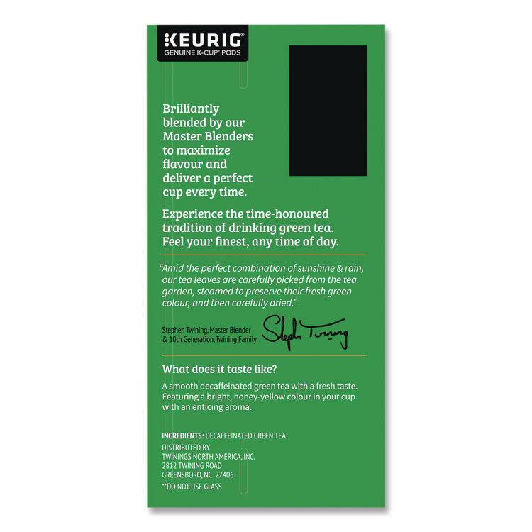 Tea K-Cups, Decaf Green Tea, 0.11 oz, 24/Box