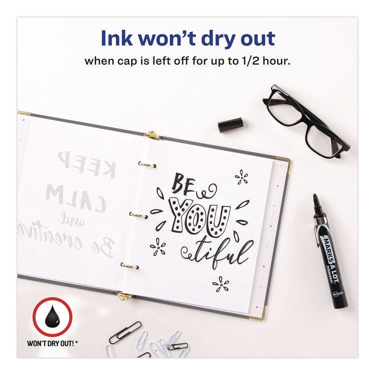 MARKS A LOT Large Desk-Style Permanent Marker with Metal Pocket Clip, Broad Bullet Tip, Black