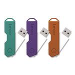 Twist Turn2 USB 2.0 Flash Drive, 32 GB, Orange/Purple/Teal, 3/Pack