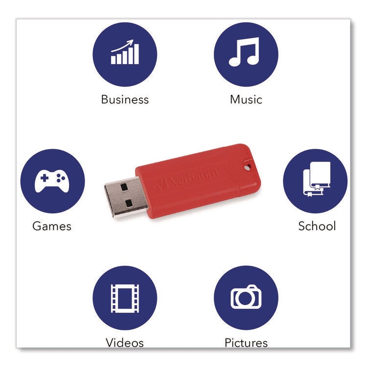 PinStripe USB 3.0 Flash Drive, 32 GB, Assorted Colors, 5/Pack