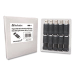 Pinstripe USB 2.0 Flash Drive, 64 GB, Black, 10/Pack