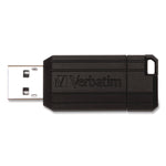 Pinstripe USB 2.0 Flash Drive, 64 GB, Black, 10/Pack